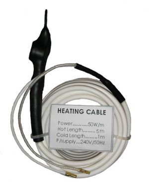 Heating cable with thermostat, flexible 1m. cold zone and 3m. hot zone (E)