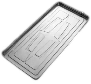 METAL Drainage tray , dimensions 930 × 440 mm. Horizontal outlet hole Ø16 mm