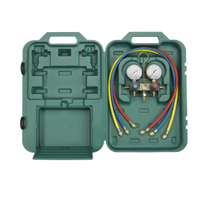 Манометричен блок двоен в куфар - REFCO - BM2-3-DC-CLIM - R32,  R410A с три маркуча